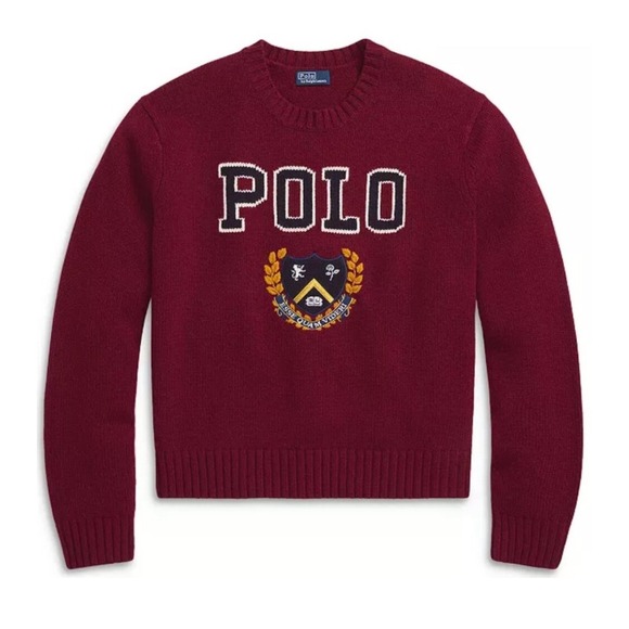 Polo Ralph Lauren Women's Burgundy Crest Logo Knit Wool Sweater Size Large NEW - Picture 11 of 11